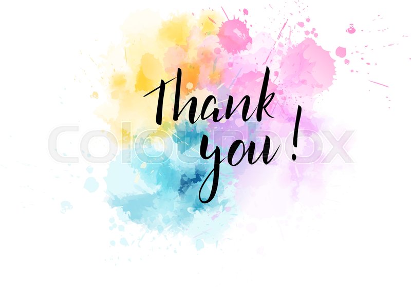 800x559 Thank You Hand Lettering Phrase On Watercolor Imitation Color - Watercolor Thank You