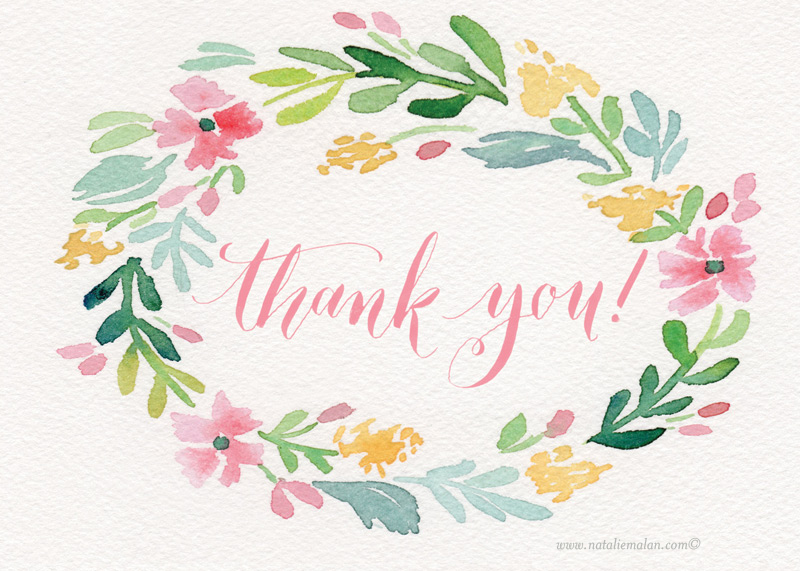 800x571 Free Thank You Cards To Print - Watercolor Thank You Cards
