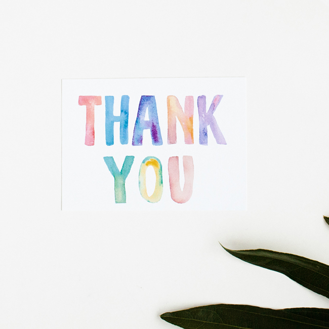 650x650 L.o.v.e Watercolour Thank You Card [Pack Of 10] - Watercolor Thank You Cards