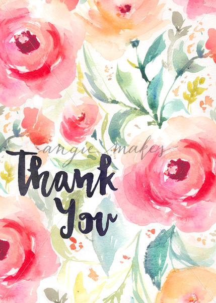 429x600 Watercolor Floral Thank You Card - Watercolor Thank You Cards