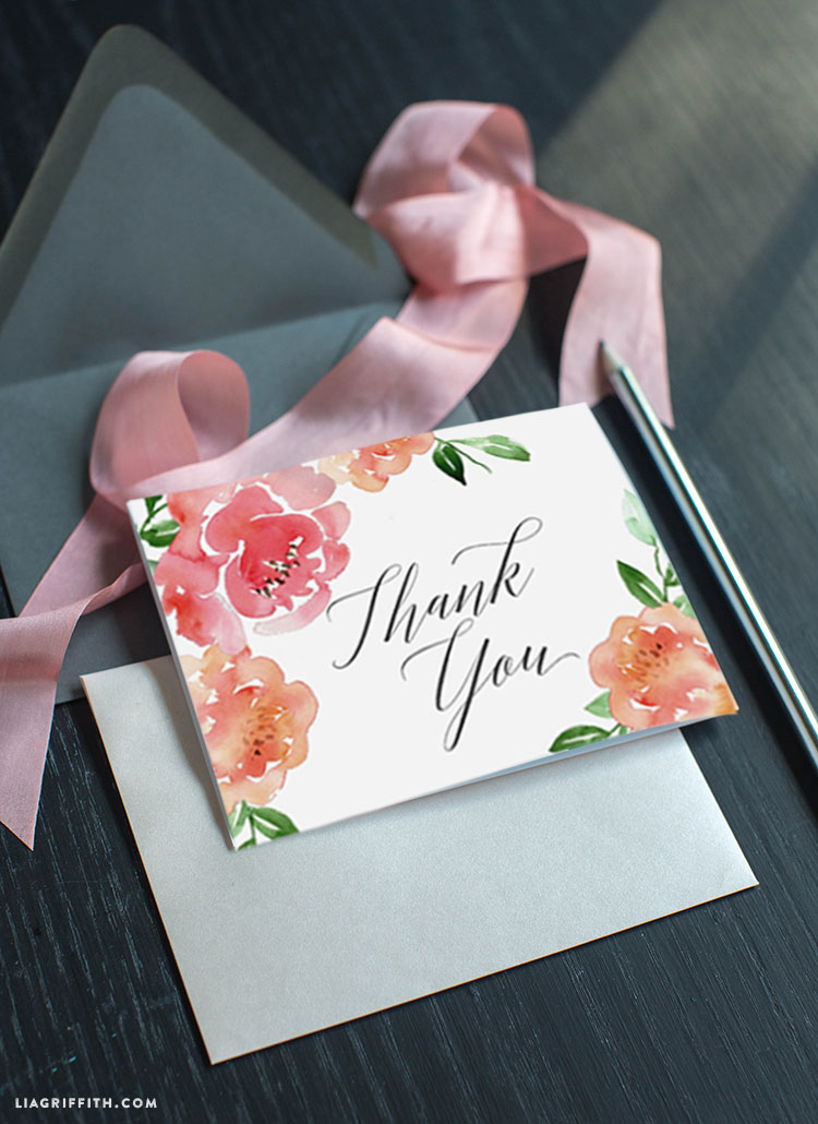 750x1030 Watercolor Peony Thank You Card - Watercolor Thank You Cards