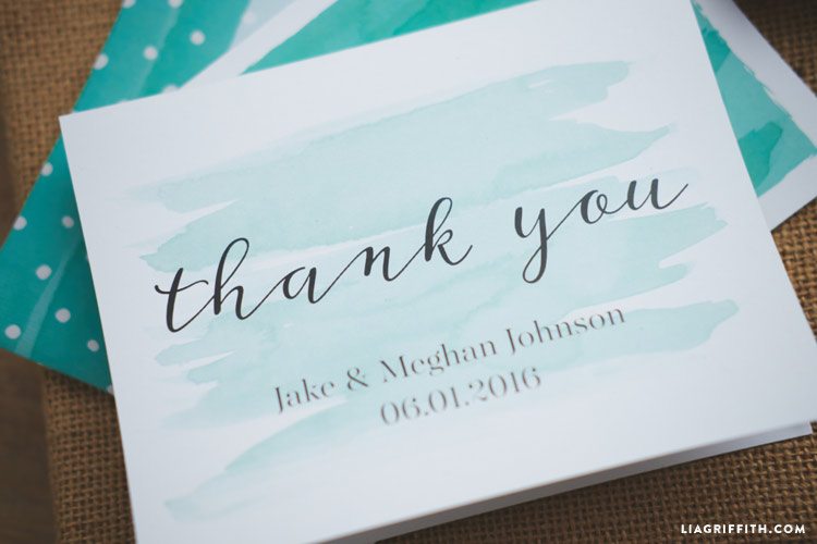750x500 Watercolor Teal Wedding Thank You Cards - Watercolor Thank You Cards