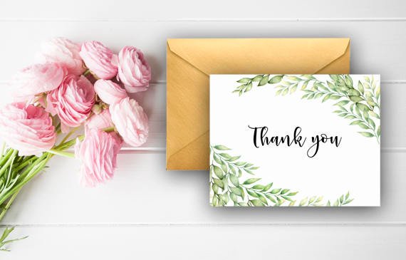 570x365 Eucalyptus Leaves Thank You Cards, Watercolor Thank You Notes - Watercolor Thank You Cards
