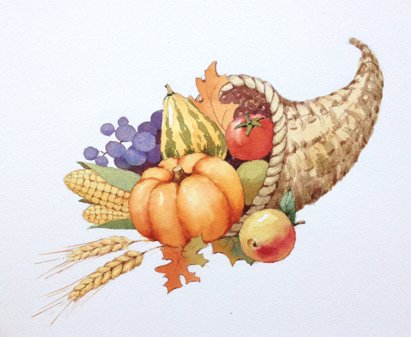 600x492 Thanksgiving Art Ideas To Paint From Craftsy! - Watercolor Thanksgiving