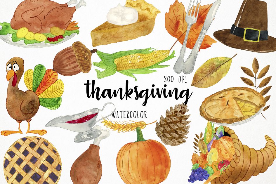 945x630 Watercolor Thanksgiving Clipart, Harvest Clipart - Watercolor Thanksgiving