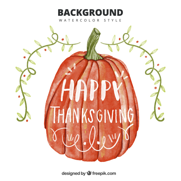 626x626 Decorative Pumpkin Watercolor Thanksgiving Background Vector - Watercolor Thanksgiving