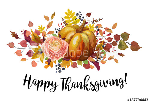 500x342 Happy Thanksgiving Vector Floral Watercolor Style Greeting - Watercolor Thanksgiving