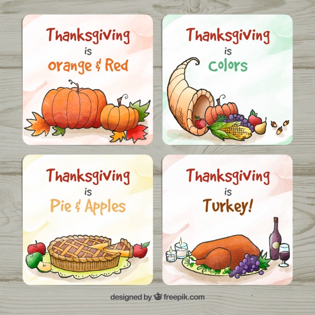 626x626 Hand Drawn Watercolor Thanksgiving Cards Stock Images - Watercolor Thanksgiving Cards