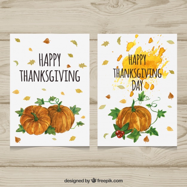 626x626 Pretty Watercolor Pumpkin Thanksgiving Cards Vector Free Download - Watercolor Thanksgiving Cards
