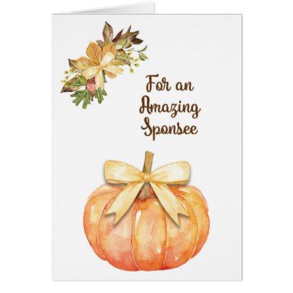 422x422 Watercolor Pumpkin Thanksgiving Card For Sponsee - Watercolor Thanksgiving Cards