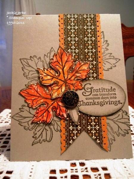 450x600 Handmade Thanksgiving Card By Jj Rubberduck Kraft Base - Watercolor Thanksgiving Cards