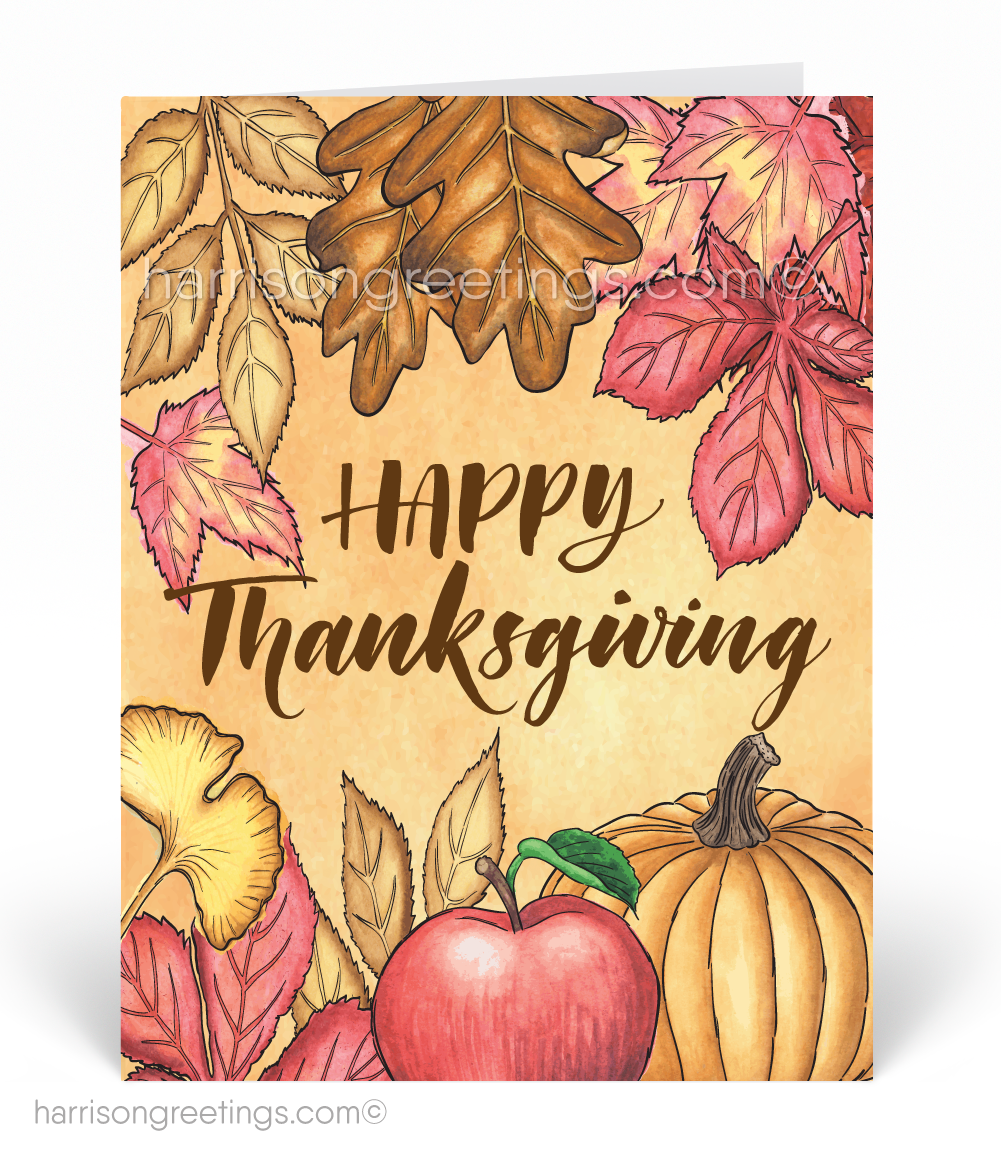 1001x1154 Business Watercolor Thanksgiving Greeting Cards [Tg282] Ministry - Watercolor Thanksgiving Cards