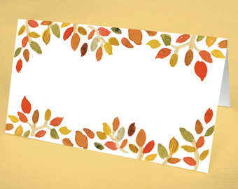 340x270 Fall Wedding Place Cards With Watercolor Flowers Fall - Watercolor Thanksgiving Cards
