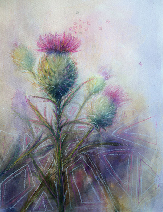 Watercolor Thistle at PaintingValley.com | Explore collection of ...