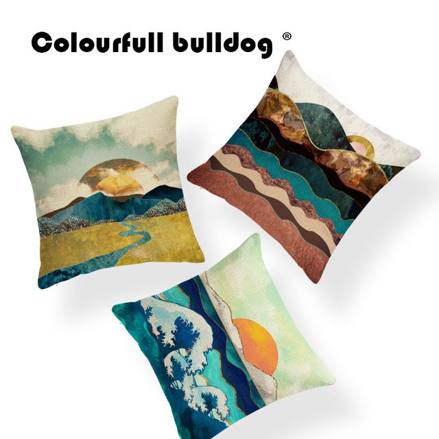 640x640 Mountains Sunrise Cloud Cushion Sky Cover Pillow Shabby Chic Home - Watercolor Throw Pillows