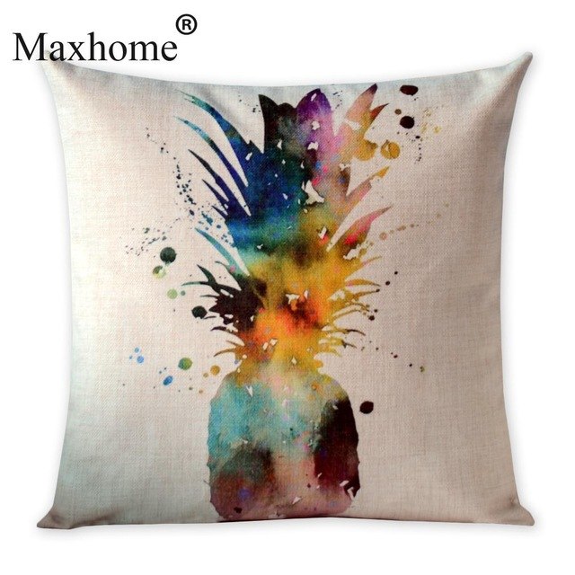 640x640 Original Design Watercolor Pineapple Printed Pillowcase Nordic Art - Watercolor Throw Pillows
