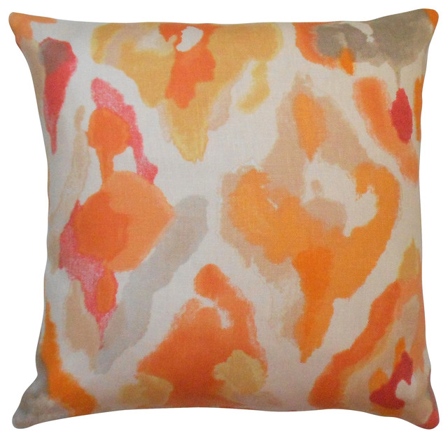 640x626 Abstract Watercolor Decorative Pillow Cover, Orange And Coral - Watercolor Throw Pillows