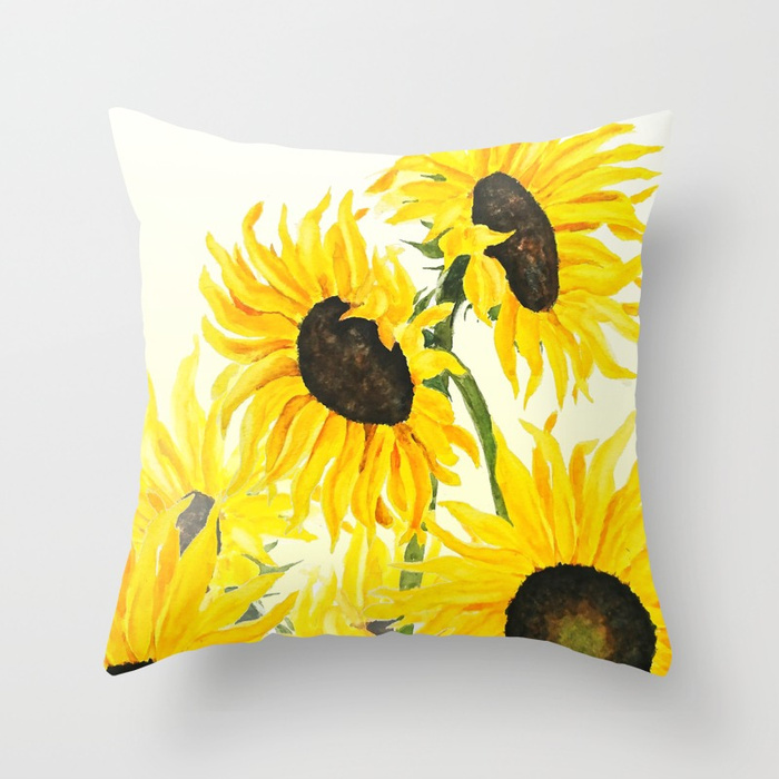 700x700 Sunflower Watercolor Throw Pillow Dotslevel - Watercolor Throw Pillows