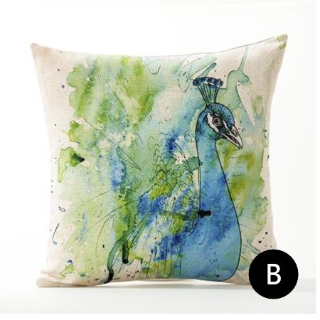 450x450 Watercolor Peacock Feather Throw Pillows For Living Room Linen - Watercolor Throw Pillows