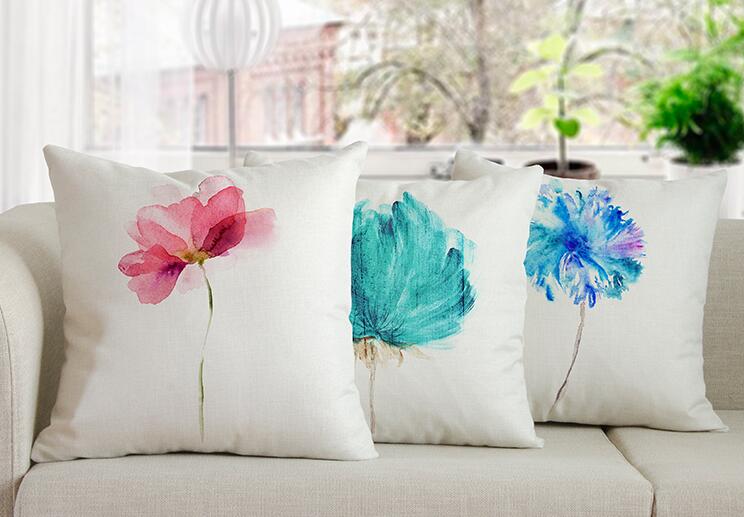 744x517 Blue Watercolor Throw Pillows For Living Room Nordic Style - Watercolor Throw Pillows