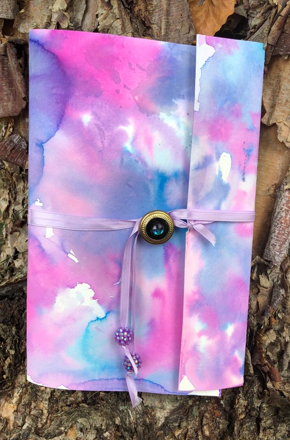 570x866 Midnight Magic Watercolor Tie Dye Sketchbook Purple Drawing Etsy - Watercolor Tie Dye