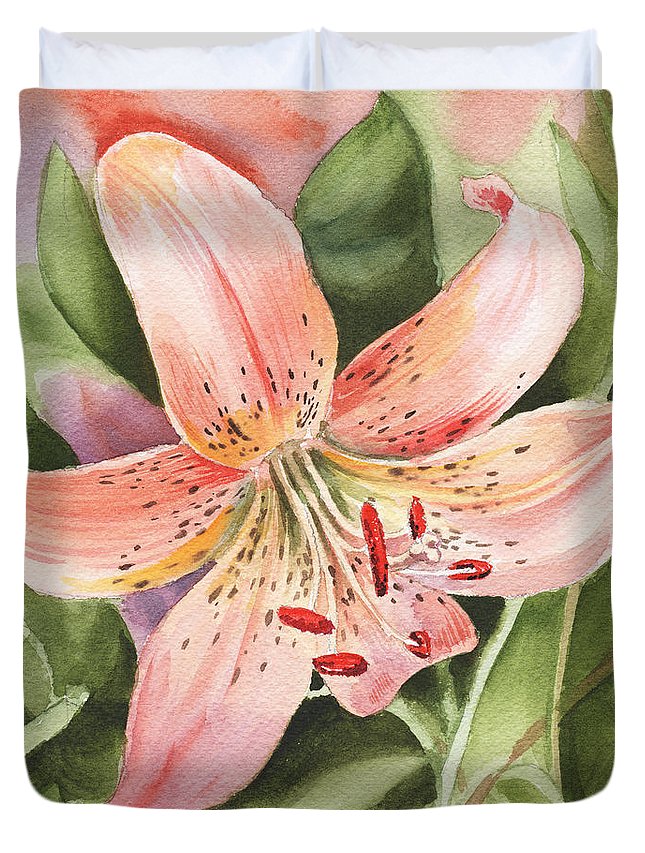 645x853 Tiger Lily Watercolor By Irina Sztukowski Duvet Cover For Sale By - Watercolor Tiger Lily