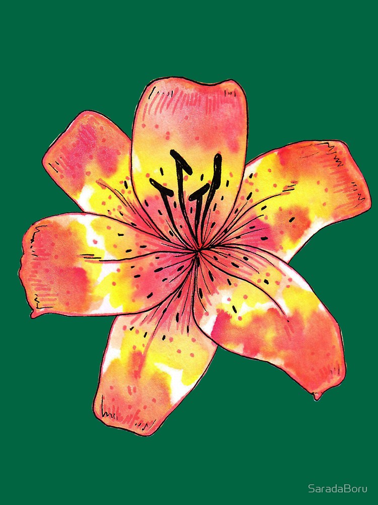 750x1000 Watercolor Tiger Lily Classic T Shirt By Saradaboru Redbubble - Watercolor Tiger Lily