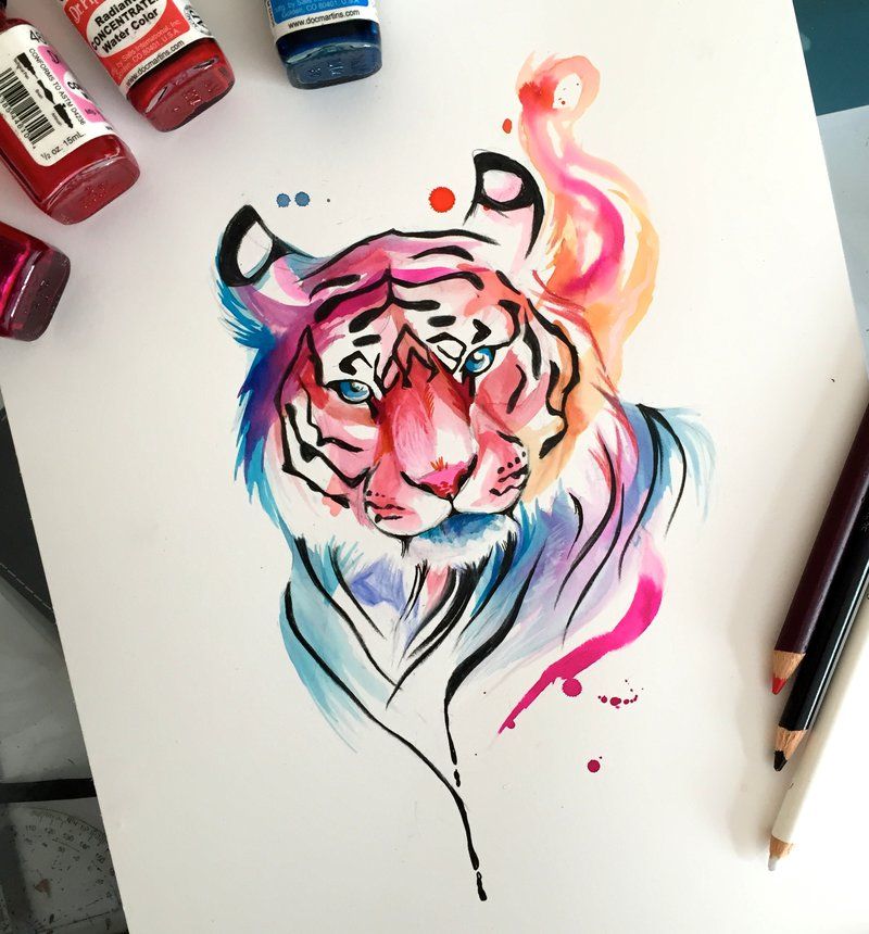 800x860 Pin By Jacia Wetzel On Art Watercolor Tiger, Tiger - Watercolor Tiger Tattoo