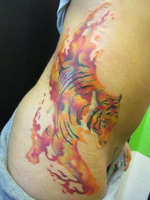 480x640 Tiger Watercolour Tattoo Tattoo Watercolour - Watercolor Tiger Tattoo