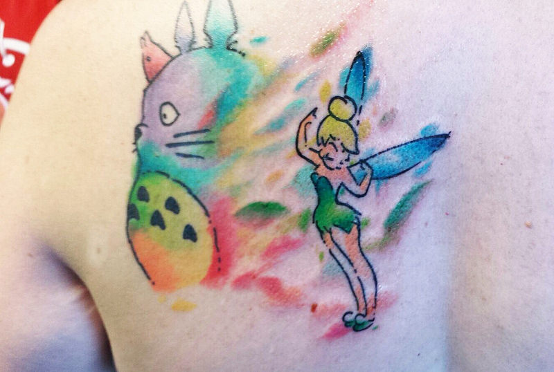 800x538 Collection Of Emma Tinkerbell Tattoo - Watercolor Tinkerbell
