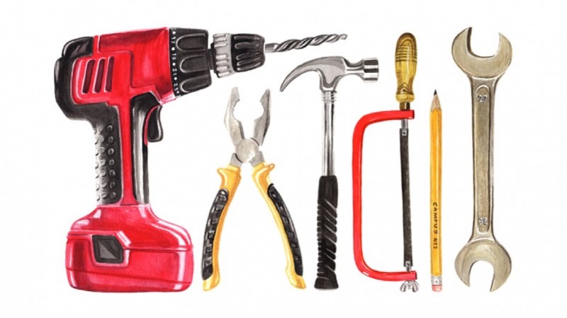 800x450 Tools In Watercolor Pattern - Watercolor Tools