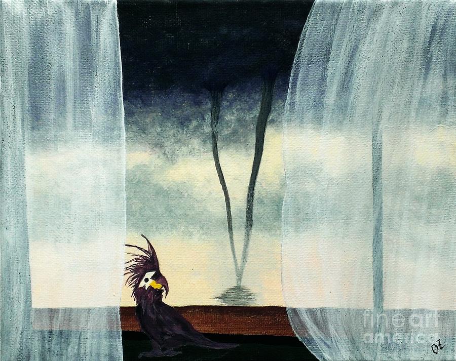 900x713 Tornado Outside Window Painting By Olga Zavgorodnya - Watercolor Tornado