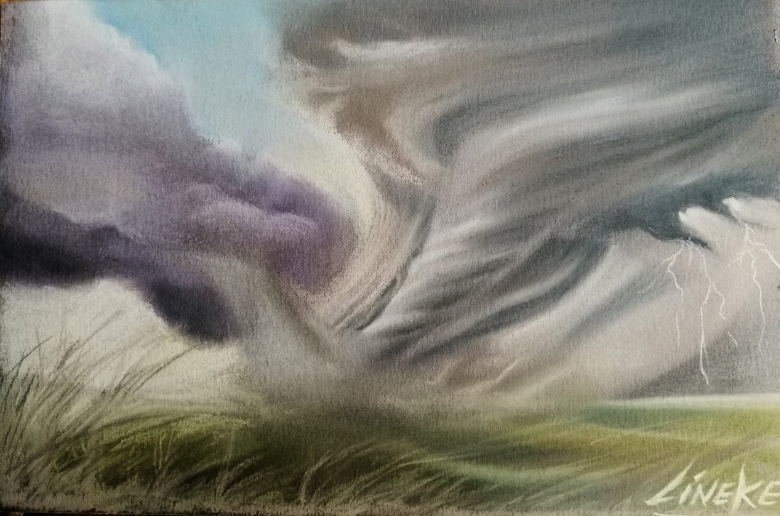 1098x727 Tornado Drawing In Pastel Pencil Free Download By Lineke Lijn On - Watercolor Tornado