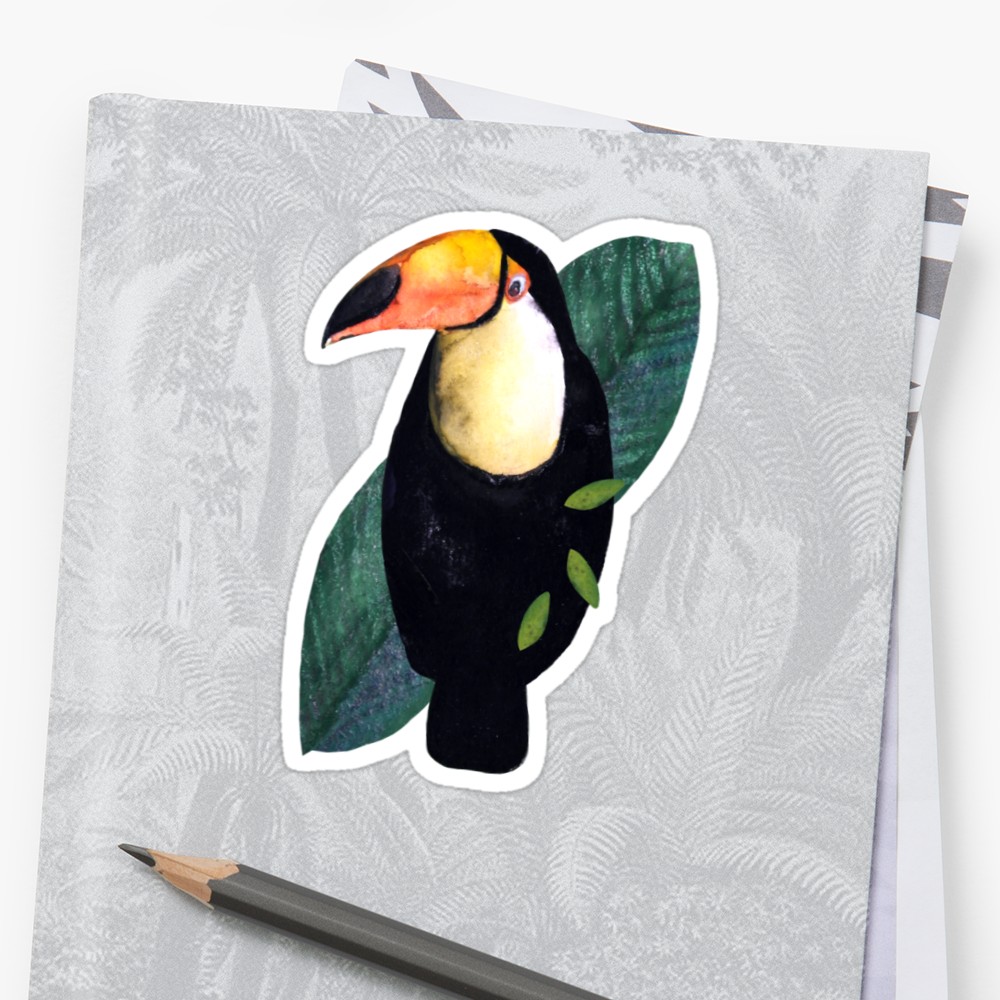 1000x1000 Toucan Watercolor Cutout Stickers By Toucano Redbubble - Watercolor Toucan