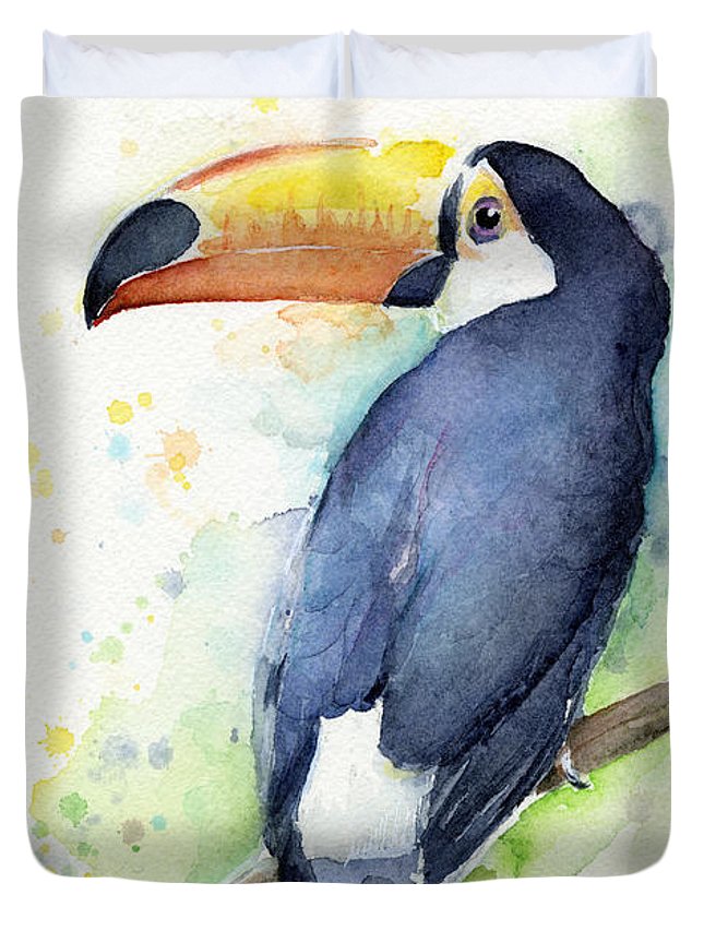 645x853 Toucan Watercolor Duvet Cover For Sale By Olga Shvartsur - Watercolor Toucan