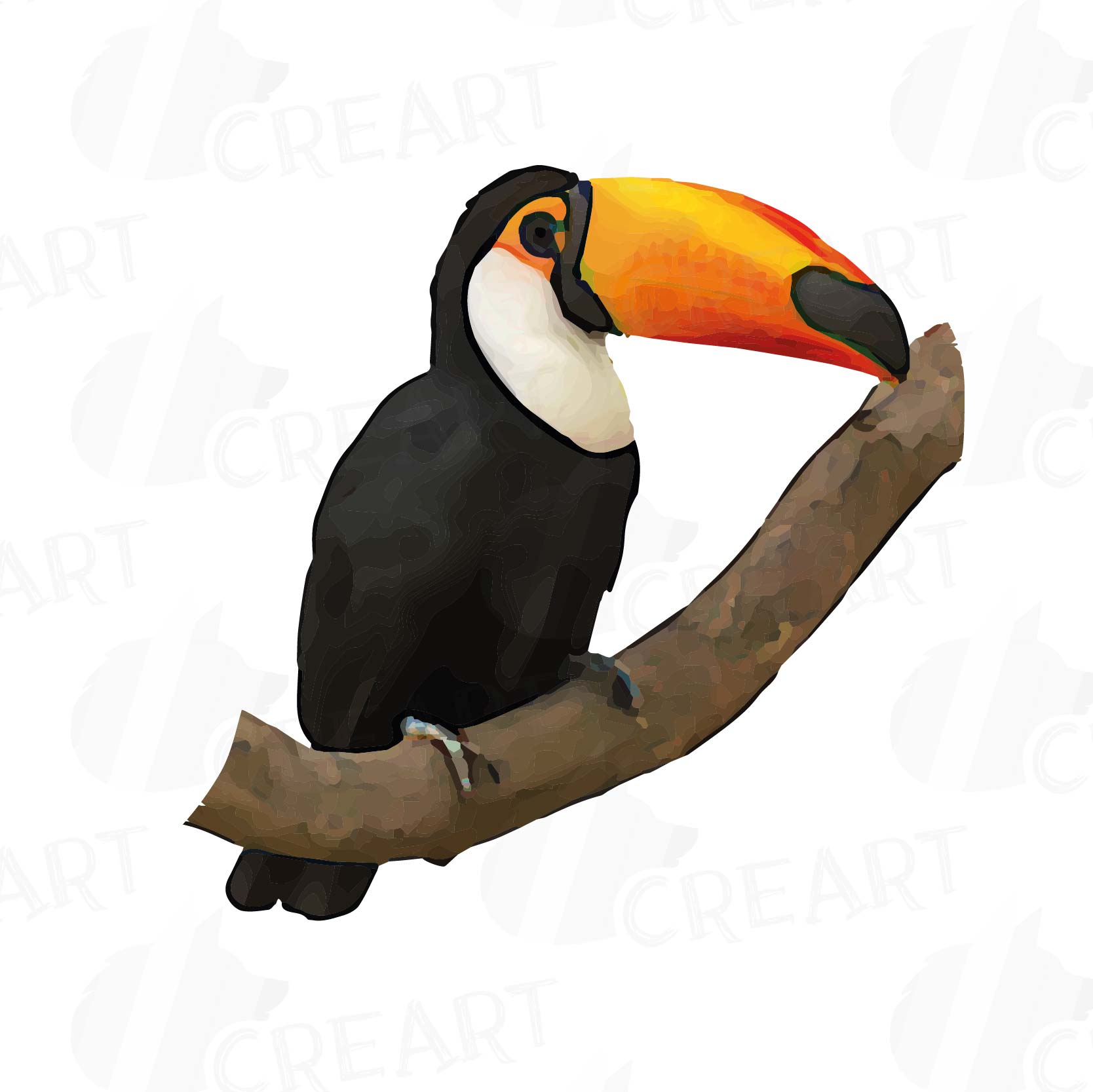 1668x1667 Tropical Paradise Watercolor Clip Art Pack, Watercolor Tropical - Watercolor Toucan