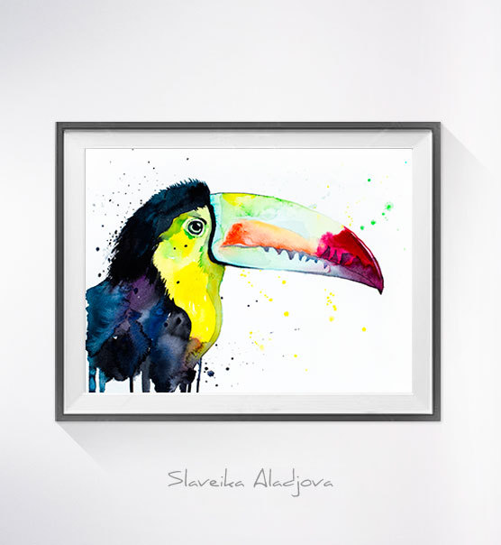 556x604 Keel Billed Toucan Watercolor Painting Print - Watercolor Toucan