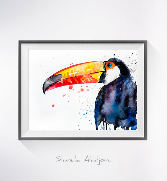 556x604 Toco Toucan Watercolor Painting Print - Watercolor Toucan