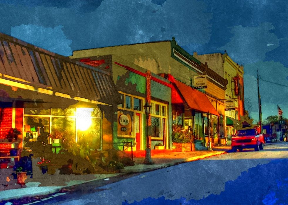 981x700 Watercolor Town - Watercolor Town