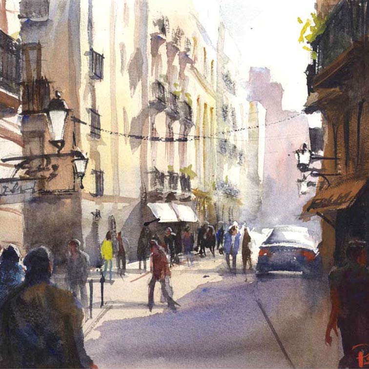 Watercolor Town at PaintingValley.com | Explore collection of ...