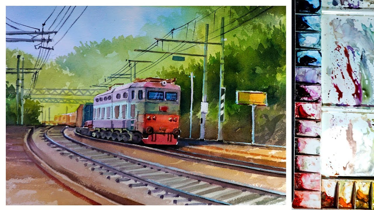 1280x720 Watercolor Painting Paint A Train - Watercolor Train