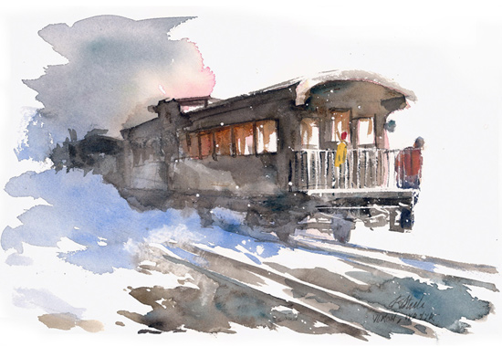 550x380 Painting In Alaska - Watercolor Train