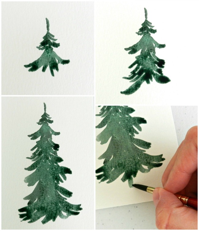 650x754 Watercolor Pine Trees Tutorial How To Paint A Wintery Forestscape - Watercolor Tree