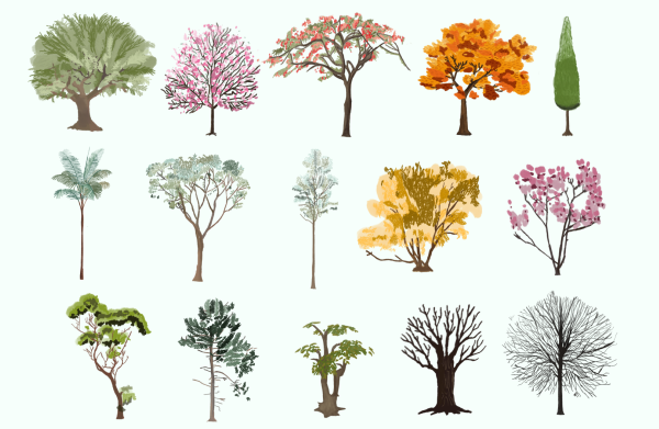 600x391 Watercolor Trees Animated Pack By Luacsvfx Videohive - Watercolor Tree