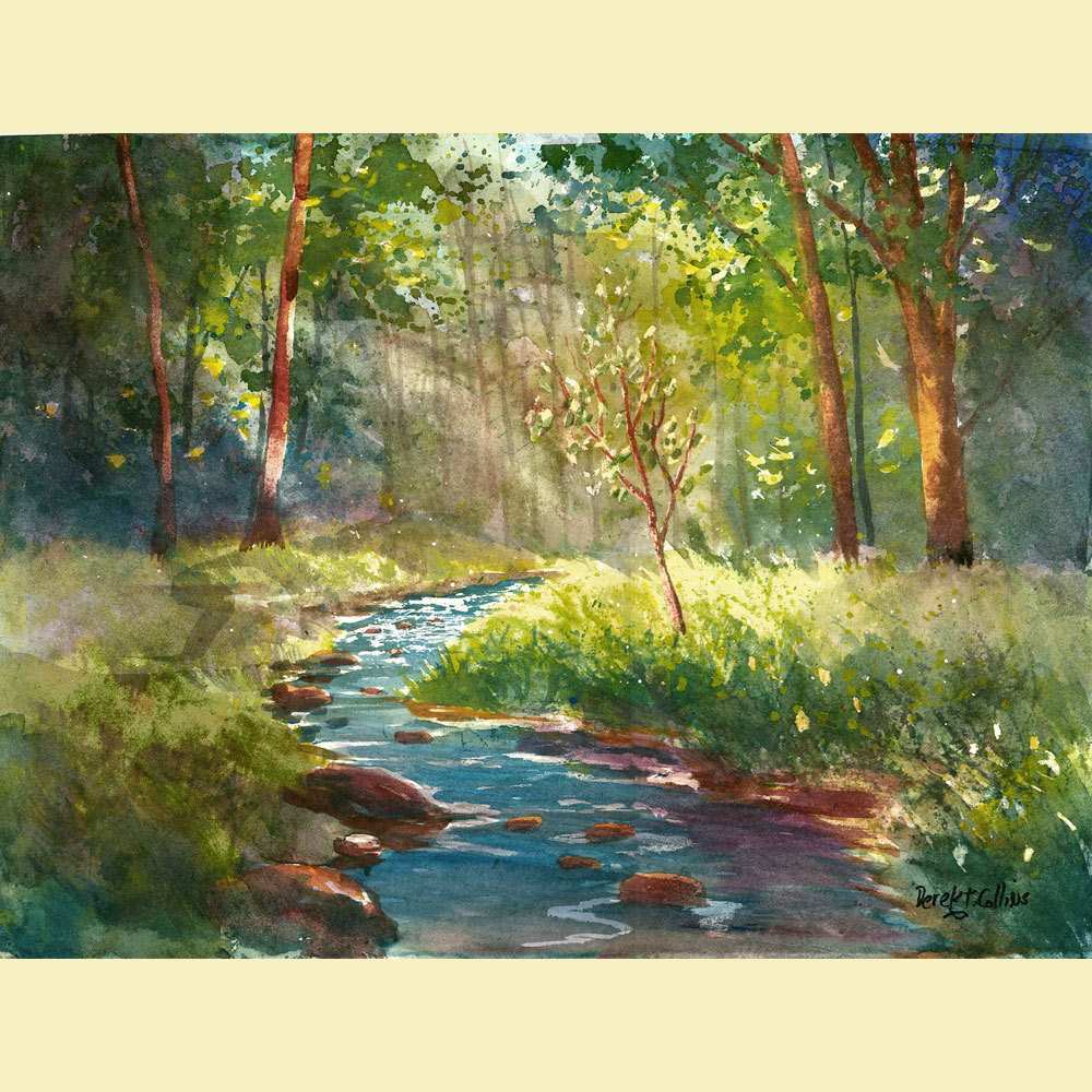 1000x1000 Water Painting On Canvas Beautiful Watercolor Landscape Painting - Watercolor Tree Landscape