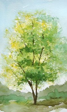 236x393 Watercolor Trees - Watercolor Tree Landscape