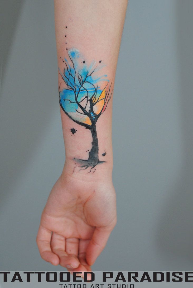 732x1091 Tattooo Artist Aleksandra Katsan By Tattooedparadise. - Watercolor Tree Of Life Tattoo
