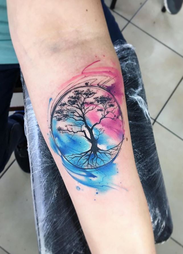 643x891 Watercolor Life Tree Tattoo - Watercolor Tree Of Life Tattoo