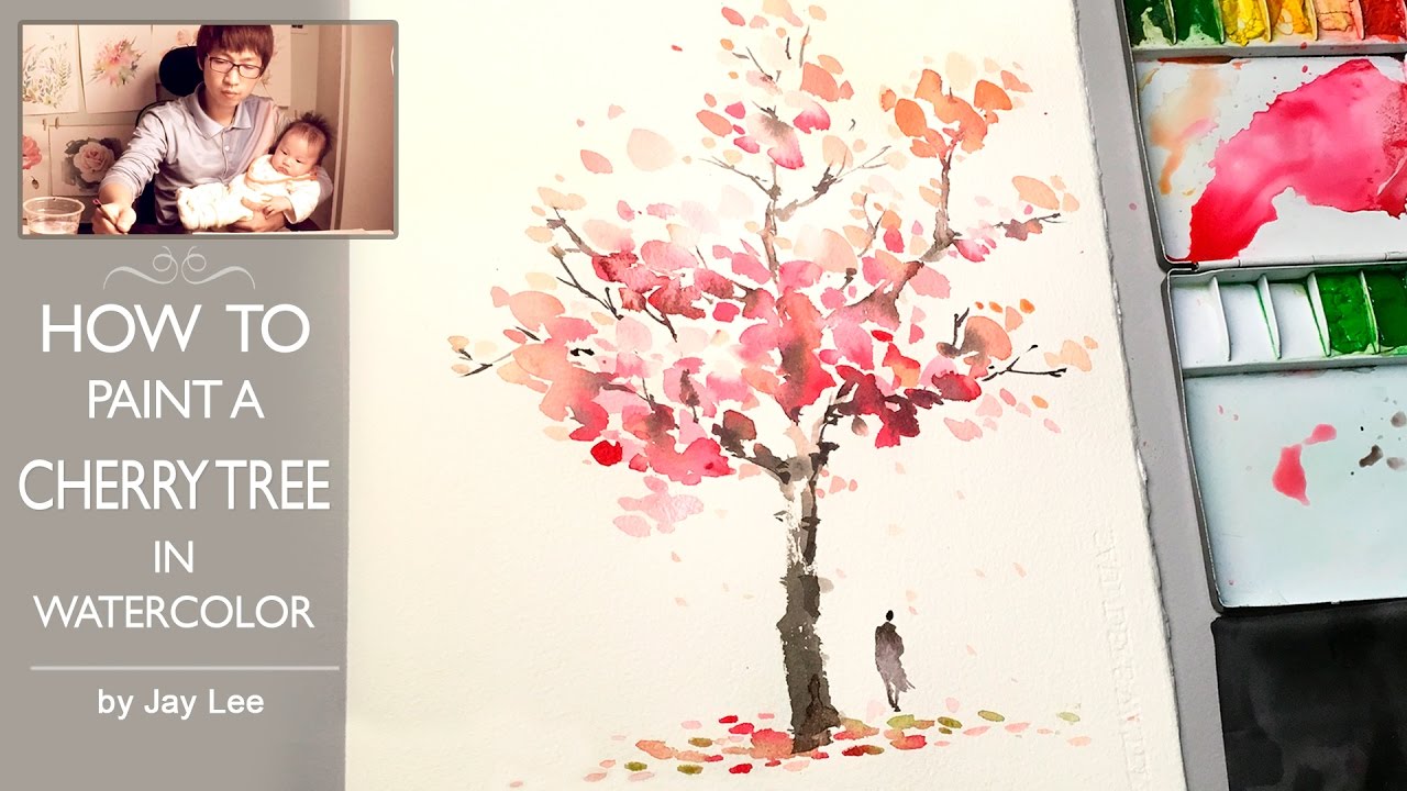 1280x720 How To Paint A Cherry Tree In Watercolor Painting Trees - Watercolor Tree Painting