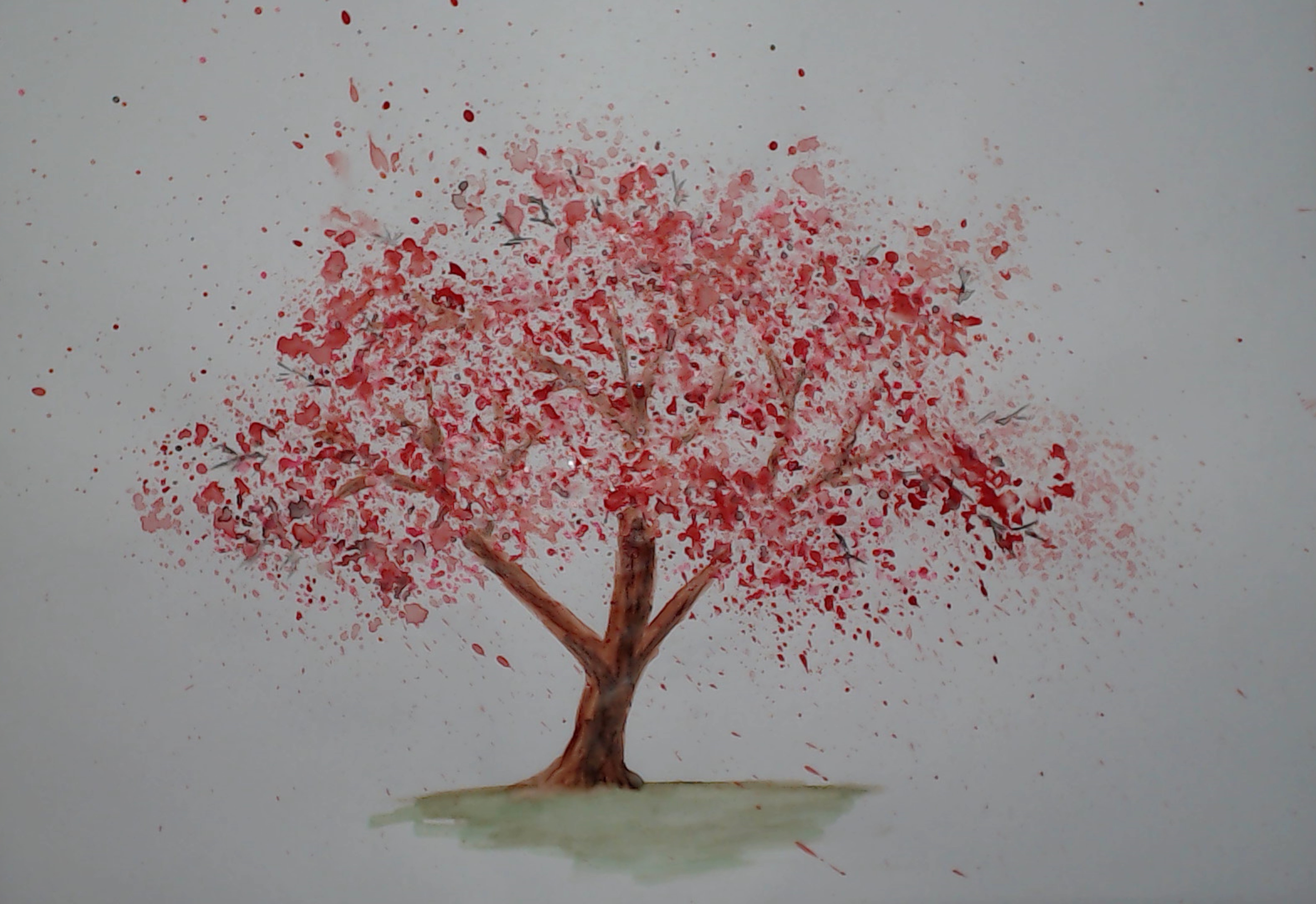 4227x2903 Painting A Cherry Tree In Watercolor - Watercolor Tree Painting